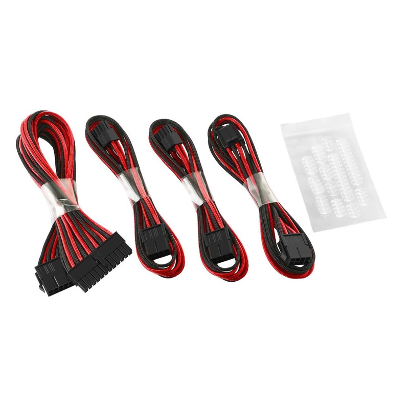 CableMod - Basic ModFlex Dual 6+2 Sleeved Cable Extensions - Black/Red - كابل